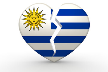 Obraz premium Broken white heart shape with Uruguay flag, 3D rendering
