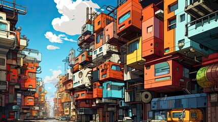 Street country. AI generated art illustration.