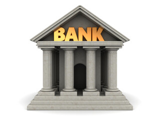 3d illustration of bank building with columns