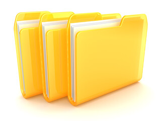 3d illustrationof three folders over white background