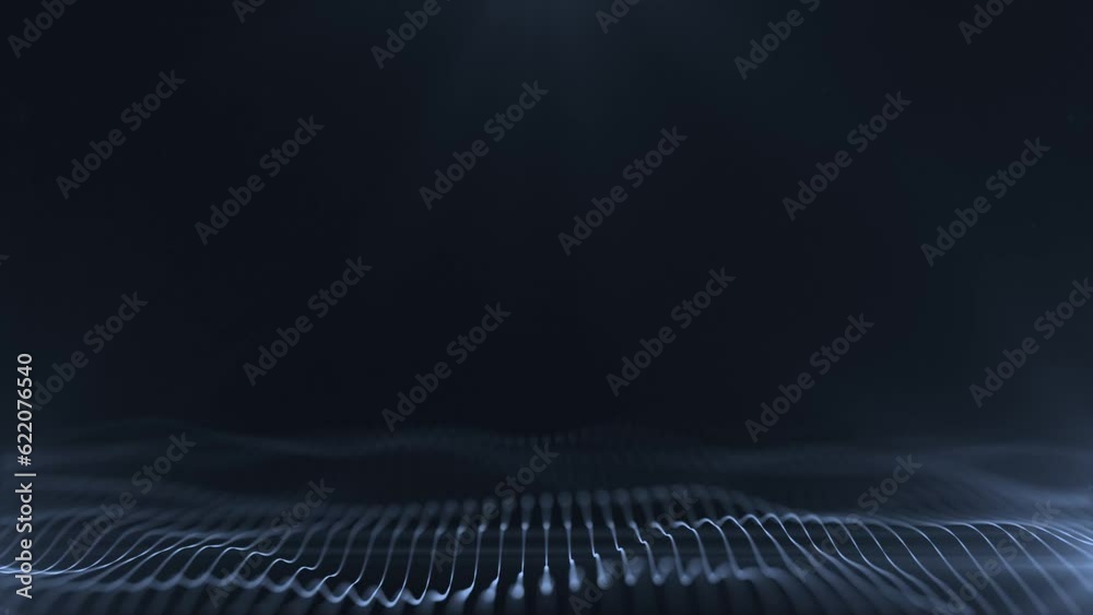 Wall mural beautiful abstract wavy lines technology backdrop desaturated digital particles effect as corporate 