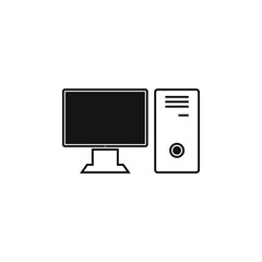 Computer dekstop and pc line icon on white background