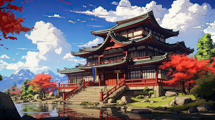 Fototapeta premium Temple of heaven. AI generated art illustration.