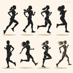 Obraz na płótnie Canvas running fitness silhouette illustration