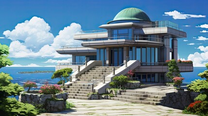 Temple of heaven. AI generated art illustration.