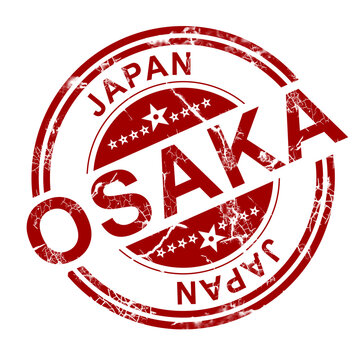 Red Osaka stamp with white background, 3D rendering