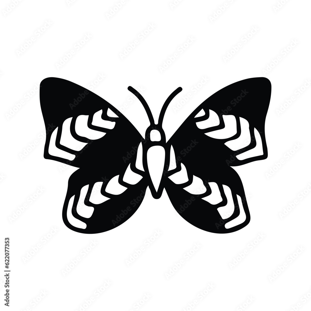 Wall mural Hand drawing butterfly in black and white, suitable for butterfly logos, butterfly silhouettes.