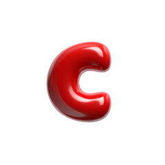 red cartoon letter C - Lowercase 3d glossy font - Suitable for events, design or passion related subjects
