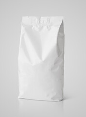 Blank snack white paper bag package on gray with clipping path