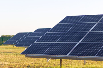 Solar panels installed in the field.