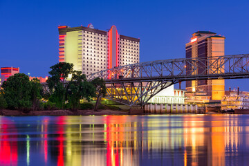 Shreveport, Louisiana, USA downtown skyline on the Red River.