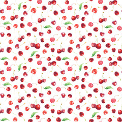 seamless pattern with cherries and sweet cherries on a white background