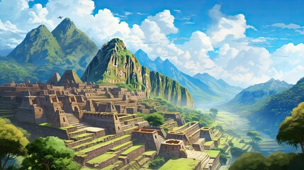 View from the top of the church of the heart. AI generated art illustration.