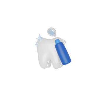 Concave dental mirror, stomatoscopes. 3D render icon isolated white background.