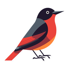 Cute finch bird red feather icon