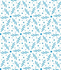 Blue Snowflake On White Seamless Pattern 