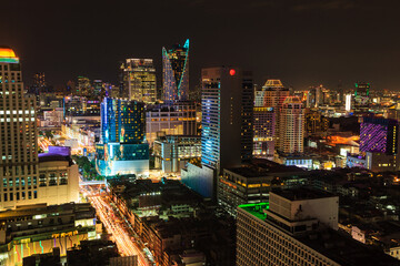 View of Bangkok skyline in the night, Thailand