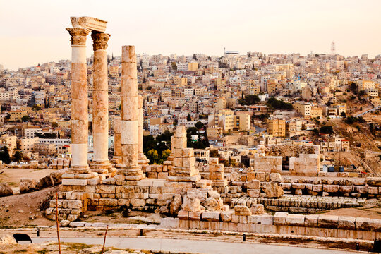 Temple of hercules on the citadel in amman, jordan
