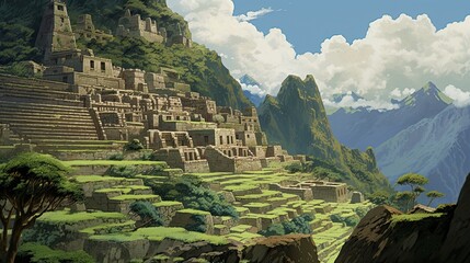 View from the top of the church of the heart. AI generated art illustration.