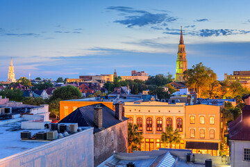 Obraz premium Charleston, South Carolina, USA town skyline.
