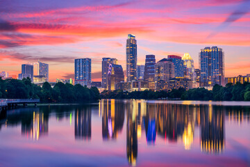 Fototapeta na wymiar Austin, Texas, USA skyline on the Colorado River.