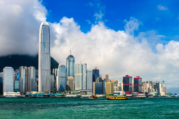 Fototapeta na wymiar Hong Kong, China skyline on Victoria Harbor.