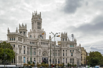 Fototapeta na wymiar The Cybele Palace, formerly The Palace of Communication until 2011, is a palace located on the Plaza de Cibeles in Madrid, Spain.