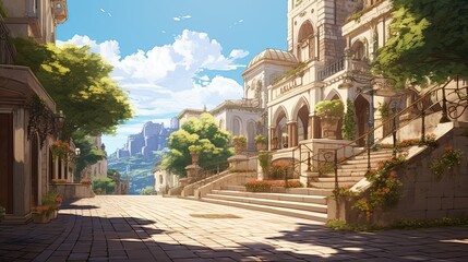 Obraz premium Ruins of the temple of heaven. AI generated art illustration.