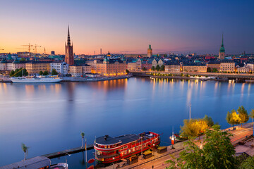 Fototapeta na wymiar Image of Stockholm, Sweden during twilight blue hour.