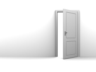 3d illustration of background with half open door and copy space