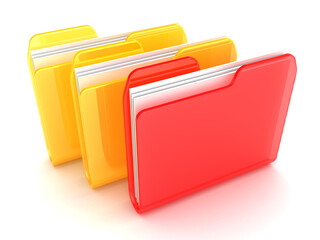 3d illustration of document folders over white background