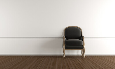 White room with classic armchair on wooden floor - 3d rendering
