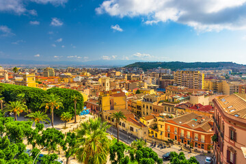 Fototapeta na wymiar Cagliari, Sardinia, Italy old town cityscape.