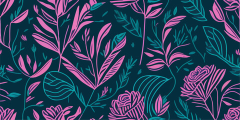 Floral Love: Vector Illustration of Pink Roses Pattern for Romantic Occasions