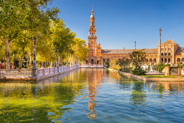 Obraz premium Seville, Spain at Spanish Square (Plaza de Espana).