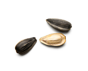 Natural sunflower seeds isolated on white background