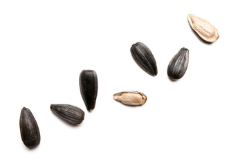 Natural sunflower seeds isolated on white background