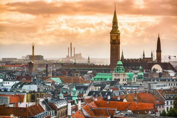 Copenhagen, Denmark old city skyline. - obrazy, fototapety, plakaty