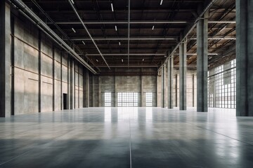 Inside the super large empty factory