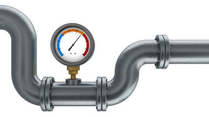 3d illustration of manometer or temperature meter and pipe