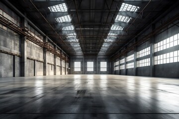 Inside the super large empty factory