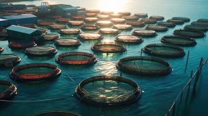 Obraz premium seafood farm .Neural network AI generated.