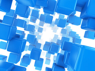 abstract 3d illustration of blue cubes background