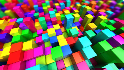 Fototapeta na wymiar abstract 3d illustration of colorful cubes background