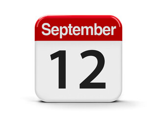 Calendar web button - The Twelfth of September, three-dimensional rendering, 3D illustration