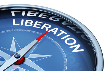 3D rendering of a compass with a liberation icon