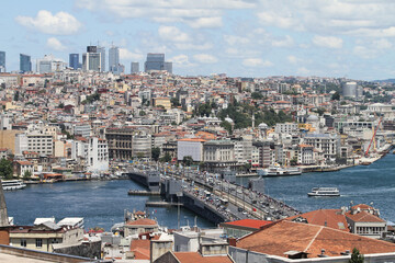 Obraz premium Galata Bridge and Karakoy district in Istanbul city, Turkey