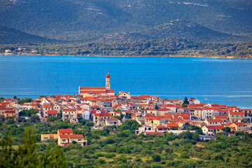 Naklejka na ściany i meble Historic town of Betina skyline view, island of Murter, Croatia