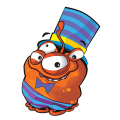 cartoon scene with some funny looking alien isolated illustration for children