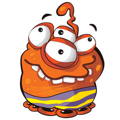 cartoon scene with some funny looking alien isolated illustration for children